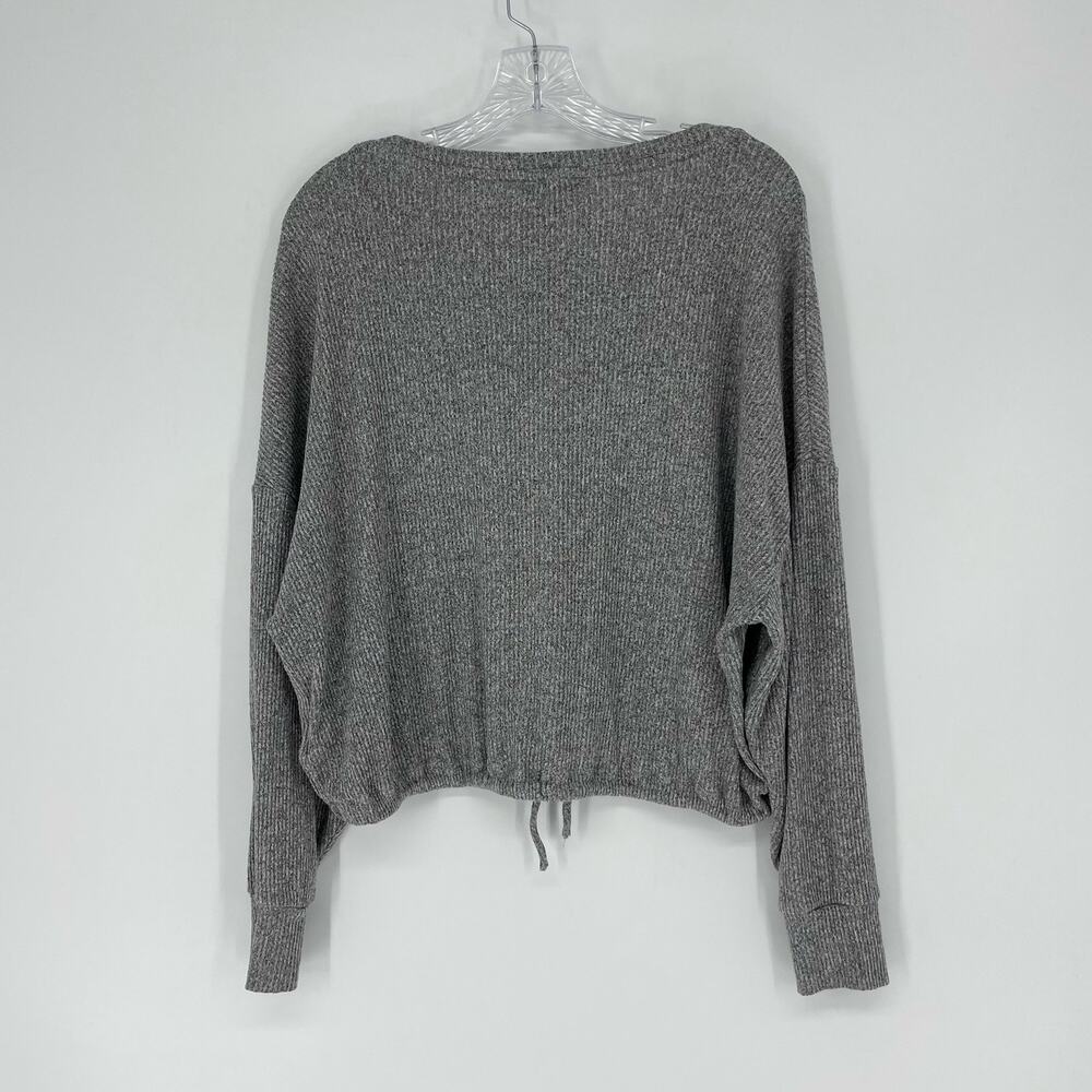 Express Cropped Heather Gray Ribbed Top Size Small - Picture 4 of 6